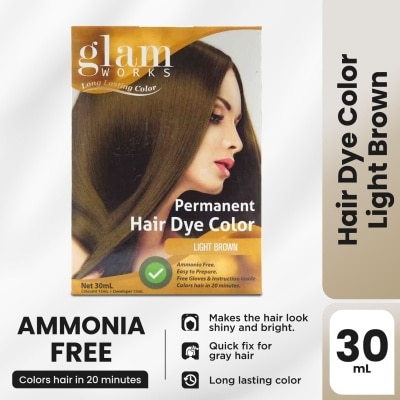 GLAMWORKS Permanent Hair Dye Color Light Brown 30mL