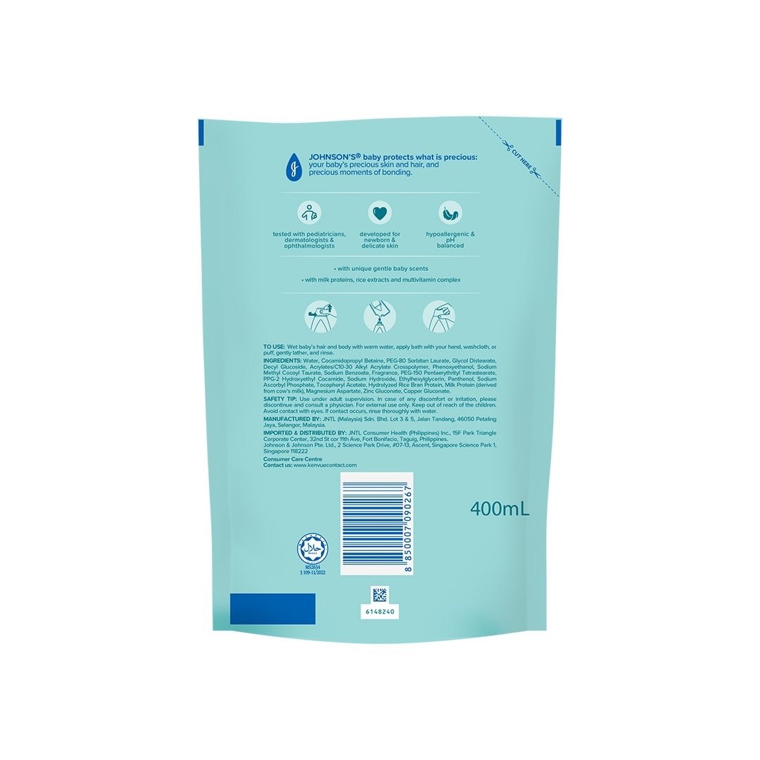 Johnson's Milk + Rice Baby Bath 400ml Refill-Baby Essentials,Baby Care,Baby Wash,Body Wash For Baby