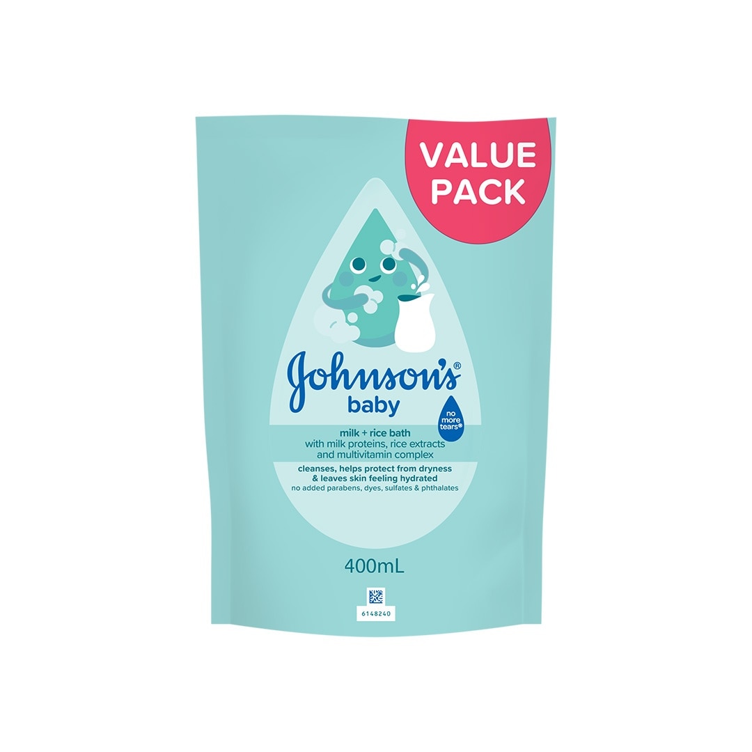 Johnson's Milk + Rice Baby Bath 400ml Refill-Baby Essentials,Baby Care,Baby Wash,Body Wash For Baby
