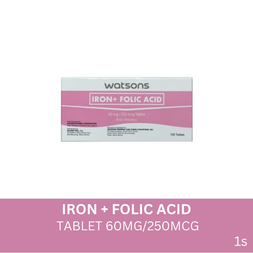 WATSONS GENERICS Iron + Folic Acid 1 Tablet