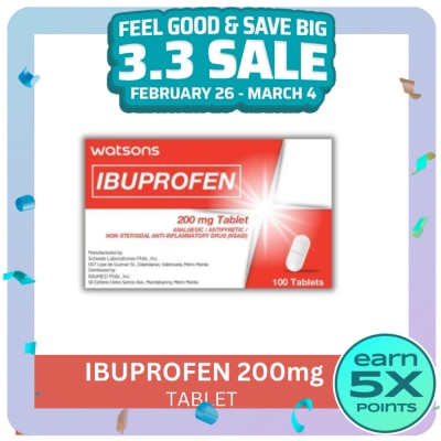 WATSONS GENERICS WATSONS GENERICS Ibuprofen 200mg Tablet - Sold Per Piece (Expiry: Nov. 2027)