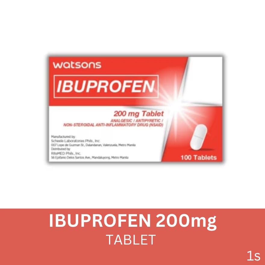 WATSONS GENERICS Ibuprofen Tablet Watsons 200mg Sold Per Piece (Expiry: Nov. 29, 2025)