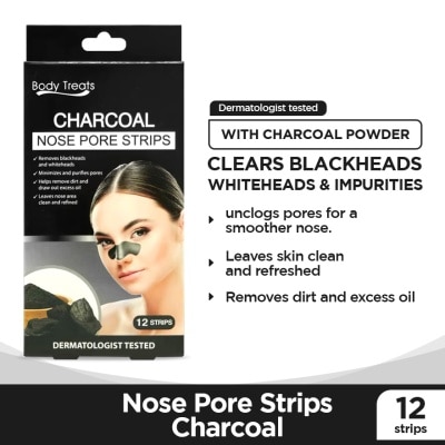 BODY TREATS Nose Pore Strips Charcoal 12s