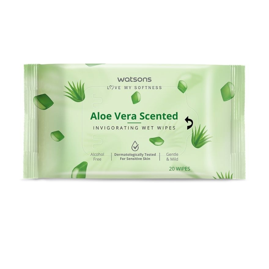 Invigorating Wet Wipes Aloe Vera Scented 20 Sheets