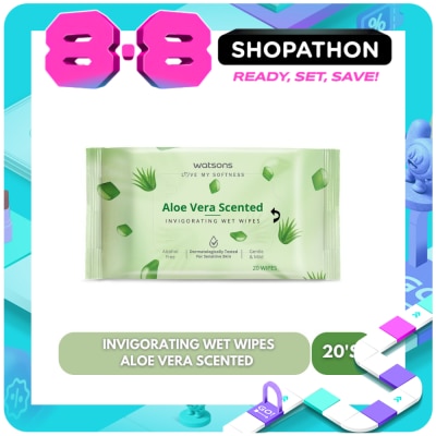 WATSONS - Invigorating Wet Wipes Aloe Vera Scented 20 Sheets image