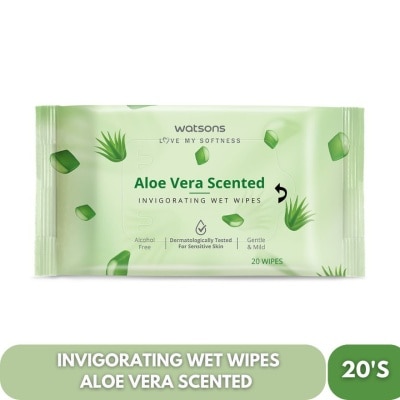WATSONS - Invigorating Wet Wipes Aloe Vera Scented 20 Sheets