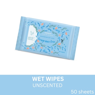 WATSONS Invigorating Wet Wipes Unscented 50 Sheets
