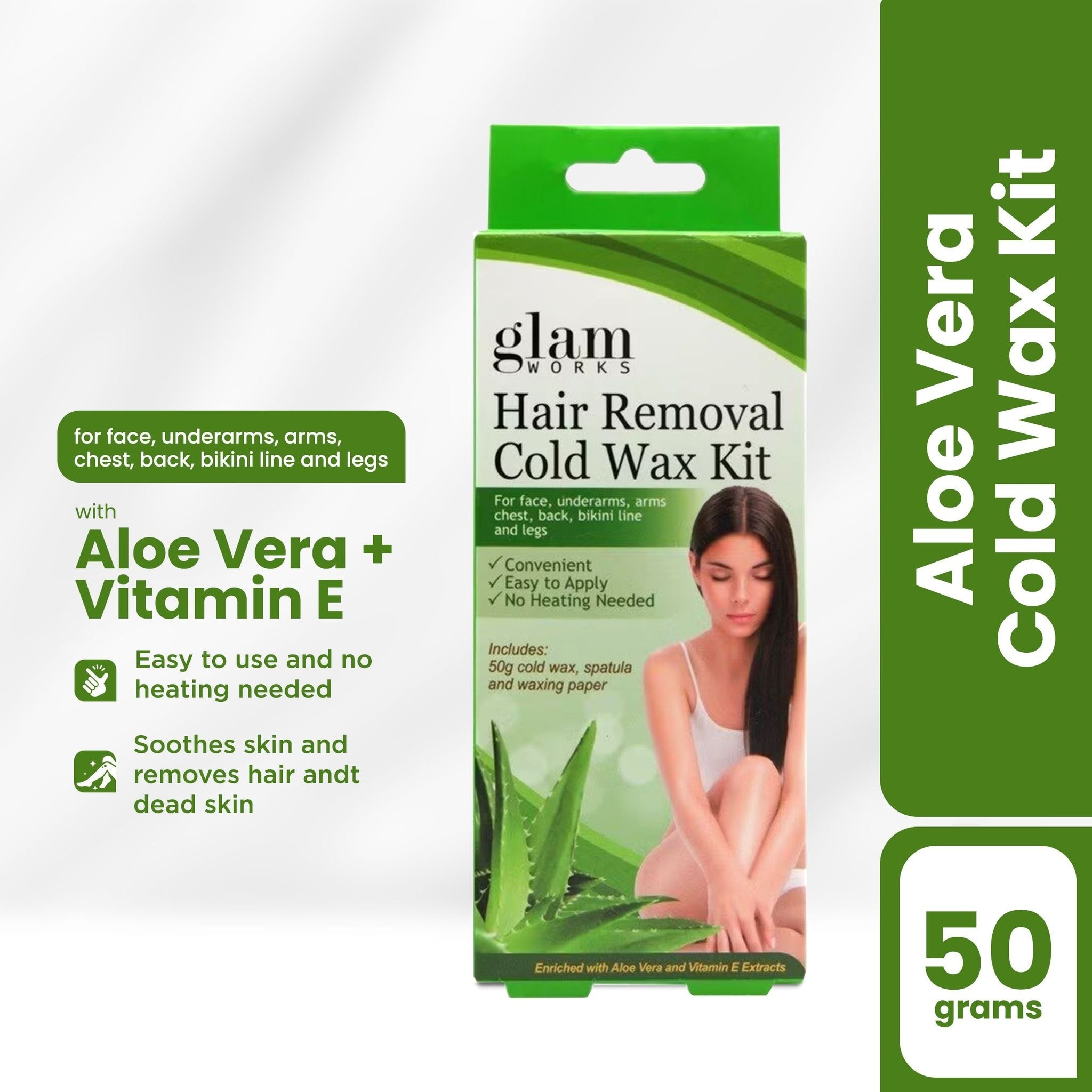 Hair Removal Cold Wax Kit Aloe and Vit. E 50g
