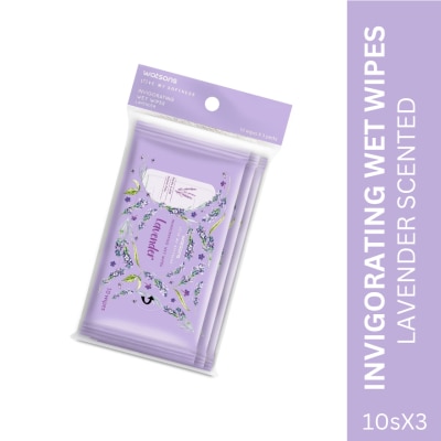 WATSONS Invigorating Wet Wipes Lavender Scented 3x10 Sheets