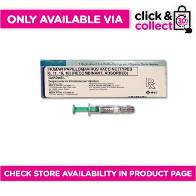 GARDASIL - GARDASIL PF Syringe 0.5ml [PRESCRIPTION REQUIRED] Available In Click & Collect Express Only