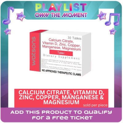 WATSONS GENERICS - Calcium Citrate + Vitamin D + Zinc + Copper + Manganese + Magnesium 1 Tablet
