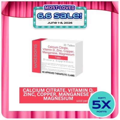 WATSONS GENERICS - Calcium Citrate + Vitamin D + Zinc + Copper + Manganese + Magnesium 1 Tablet