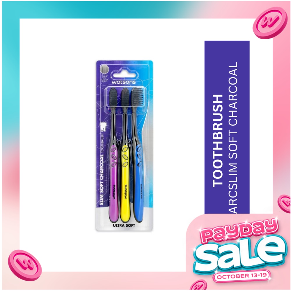 Toothbrush Slim Soft Charcoal Set Of 3 image