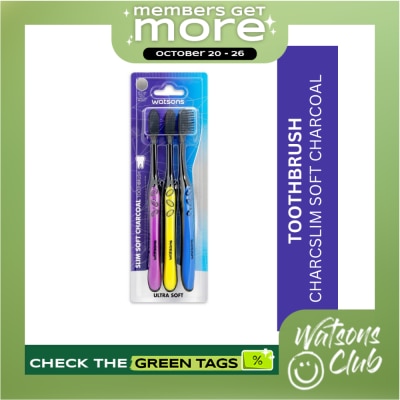 WATSONS Toothbrush Slim Soft Charcoal Set Of 3 image