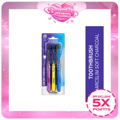 WATSONS - Toothbrush Slim Soft Charcoal Set Of 3