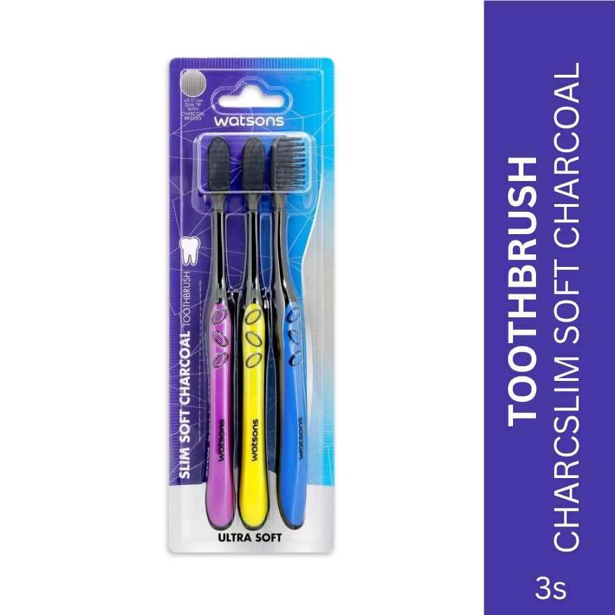 Toothbrush Slim Soft Charcoal Set Of 3