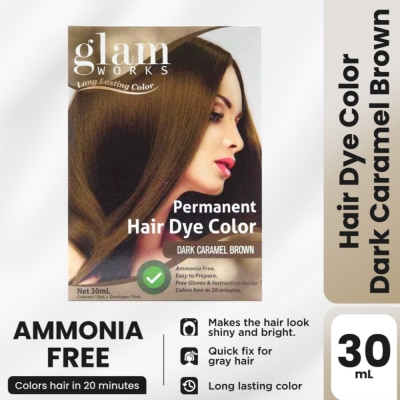 GLAMWORKS - Permanent Hair Dye Color Dark Caramel Brown 30mL