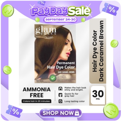 GLAMWORKS Permanent Hair Dye Color Dark Caramel Brown 30mL image