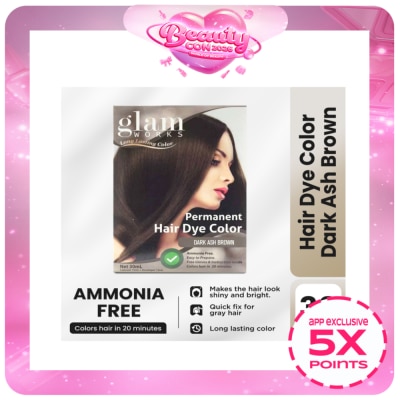 GLAMWORKS - Permanent Hair Dye Color Dark Ash Brown 30ml