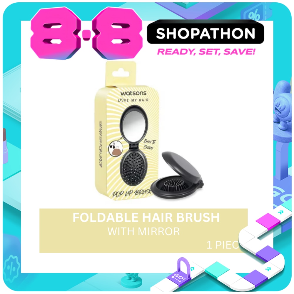 Foldable Hairbrush With Mirror image