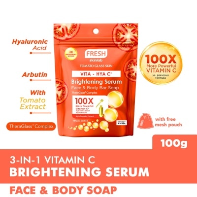 FRESH - FRESH SKINLAB TOMATO Glass Skin Vita Hya C Brightening Serum Face & Body Bar Soap 100g Sachet image