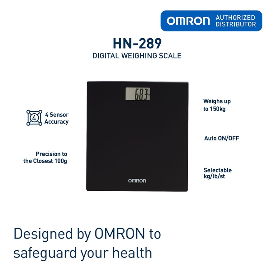 OMRON HN-289-EBK Digital Body Weighing Weight Scale - Black