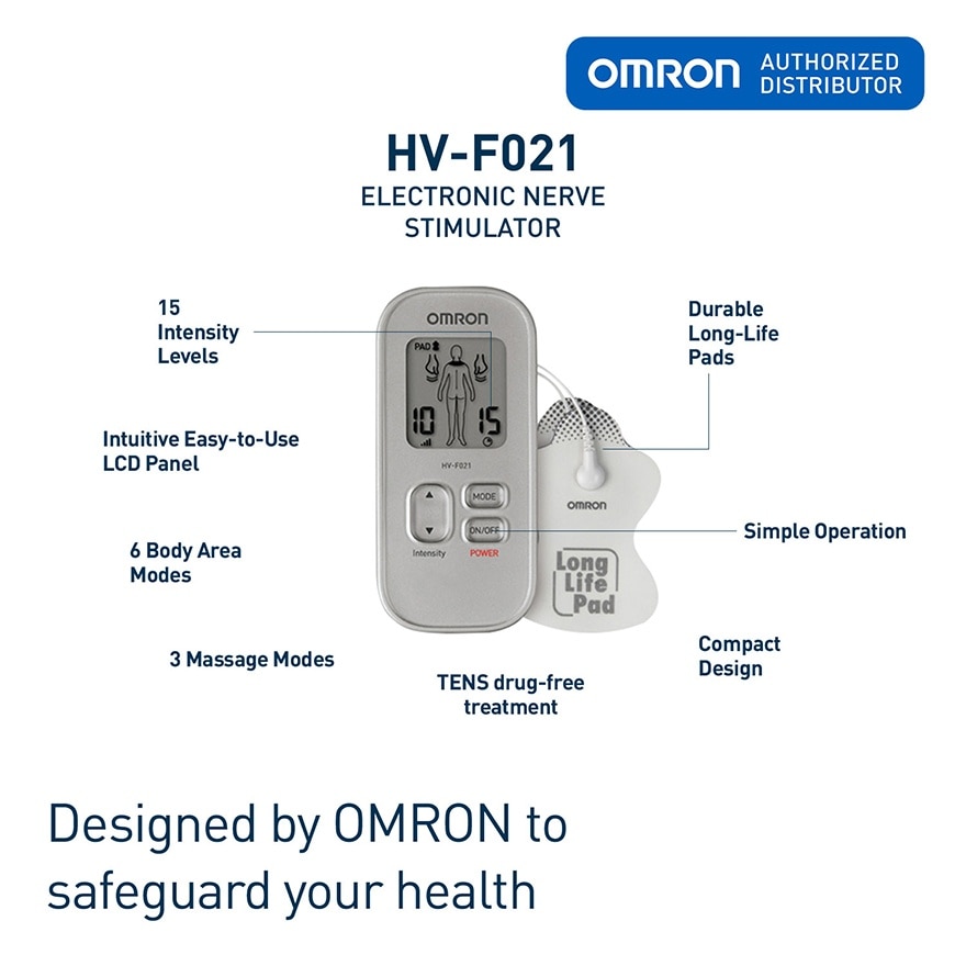 OMRON HV-F021 TENS Electronic Nerve Stimulator Massager Pain Therapy with TENS Pads