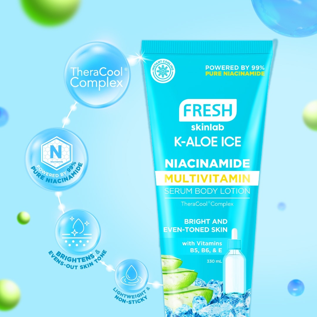FRESH Skinlab K-Aloe Ice Niacinamide Multivitamin Serum Body Lotion 330ml