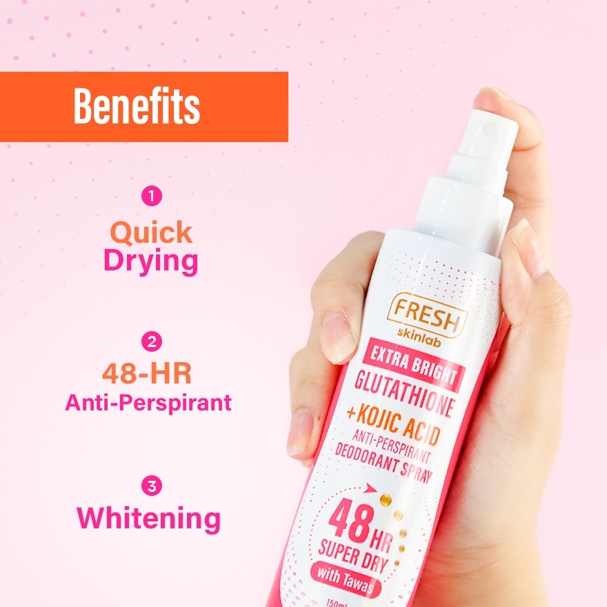 FRESH Skinlab Extra Bright Glutathione + Kojic Acid Anti-Perspirant Deodorant Spray 150ml