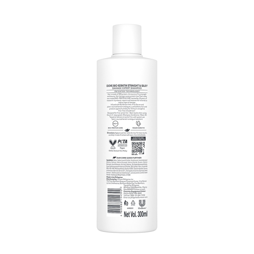 DOVE Bio-Keratin Straight and Silky Shampoo 340mL