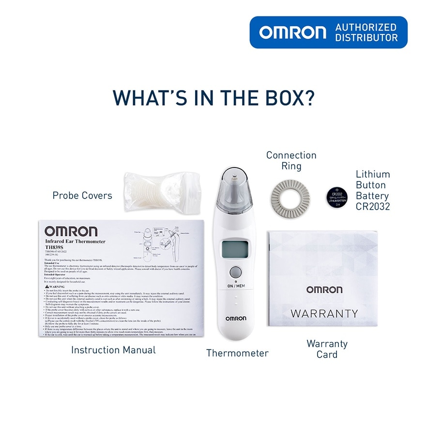 OMRON TH839S Digital Ear Thermometer for Baby and Body Temperature