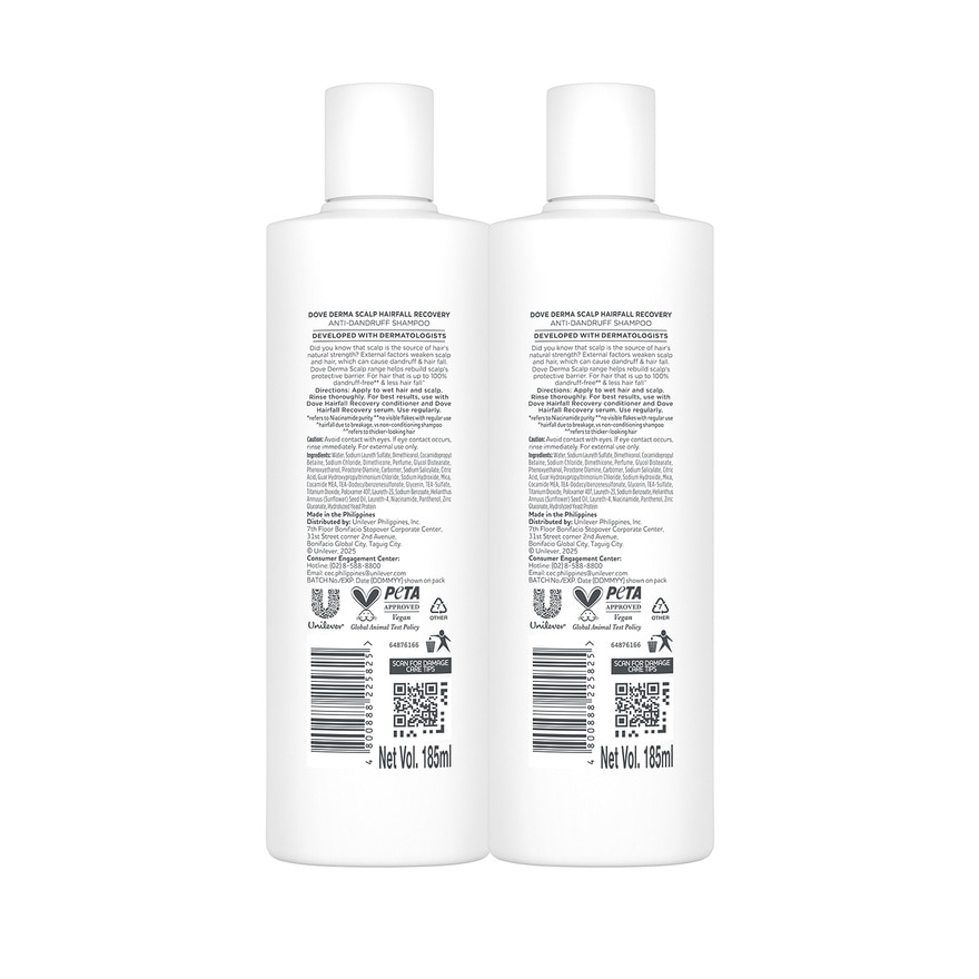 DOVE DOVE Dermacare Scalp Shampoo Hairfall Recovery 185ml Buy 1 Get 2nd At 50% Off