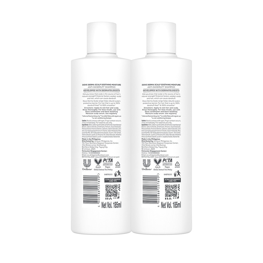 DOVE DOVE Dermacare Scalp Shampoo Soothing Moisture 185ml Buy 1 Get 1