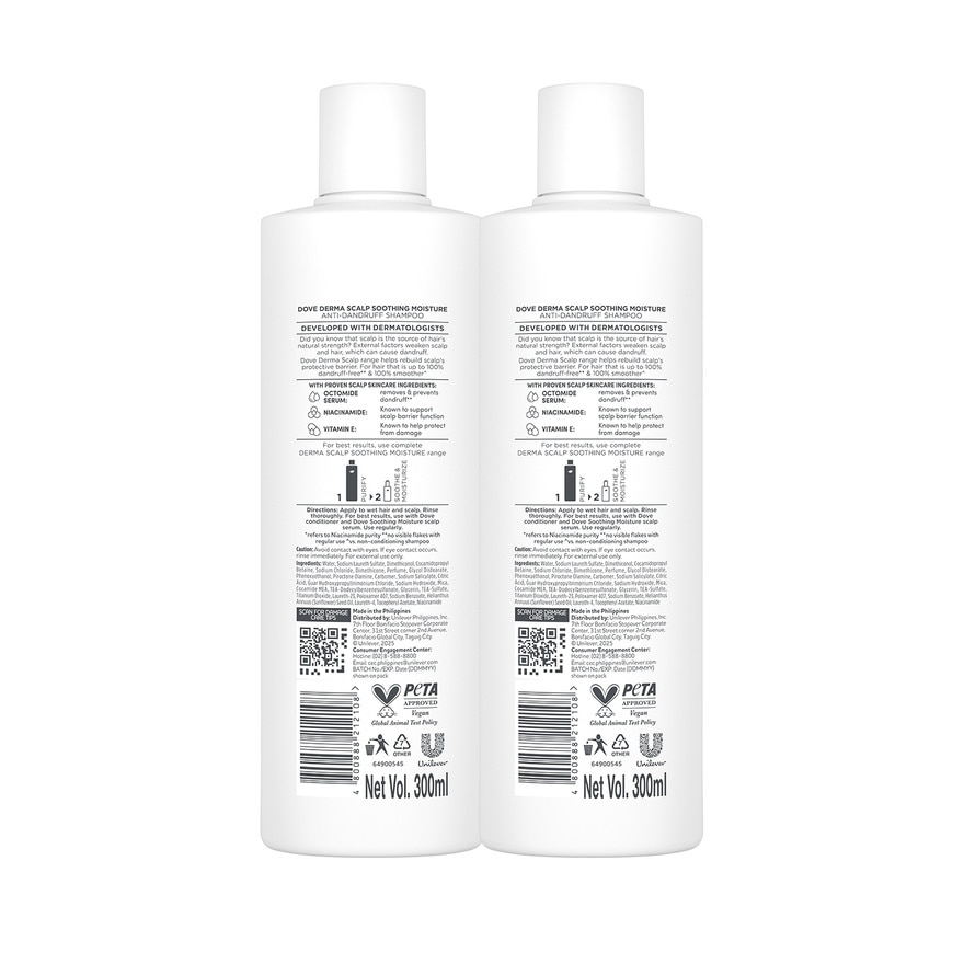 DOVE Dermacare Anti-Dandruff Scalp Soothing Moisture Shampoo 300ml BUY 1 GET 2nd at 50% Off