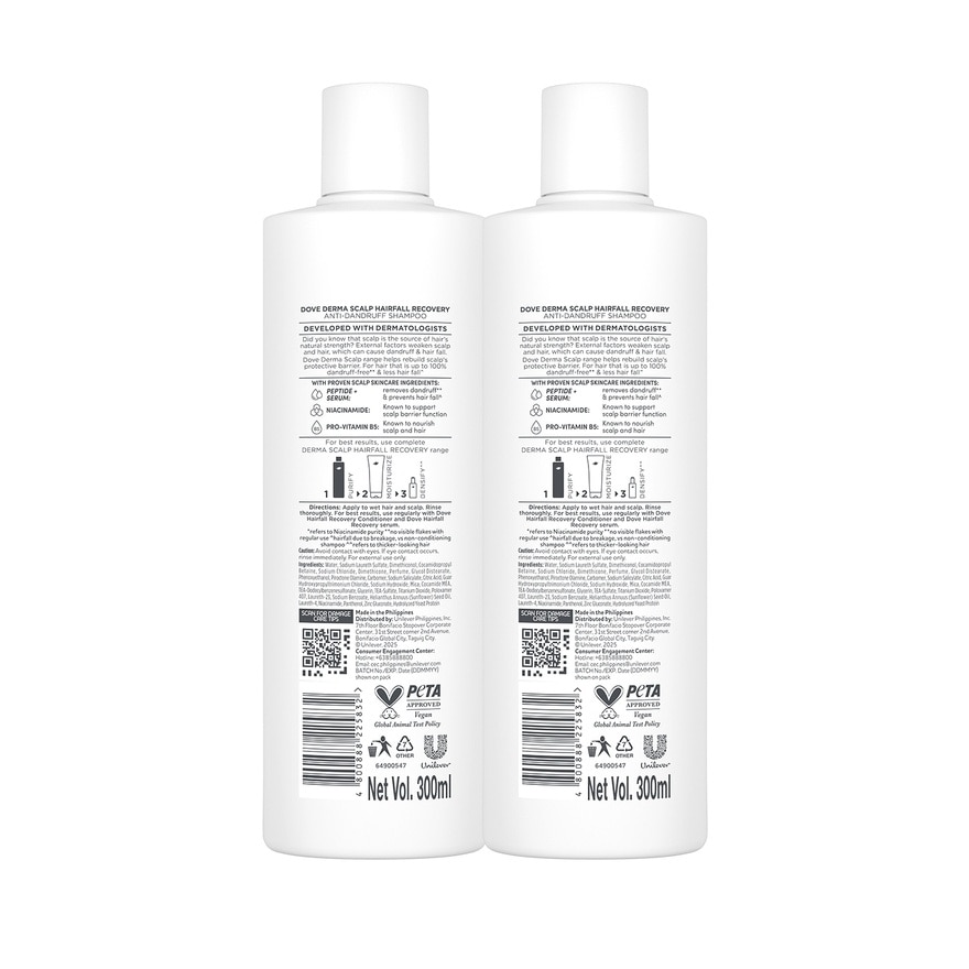DOVE Dermacare Scalp Anti-dandruff Shampoo Hairfall Recovery 300ml BUY 1 TAKE 1