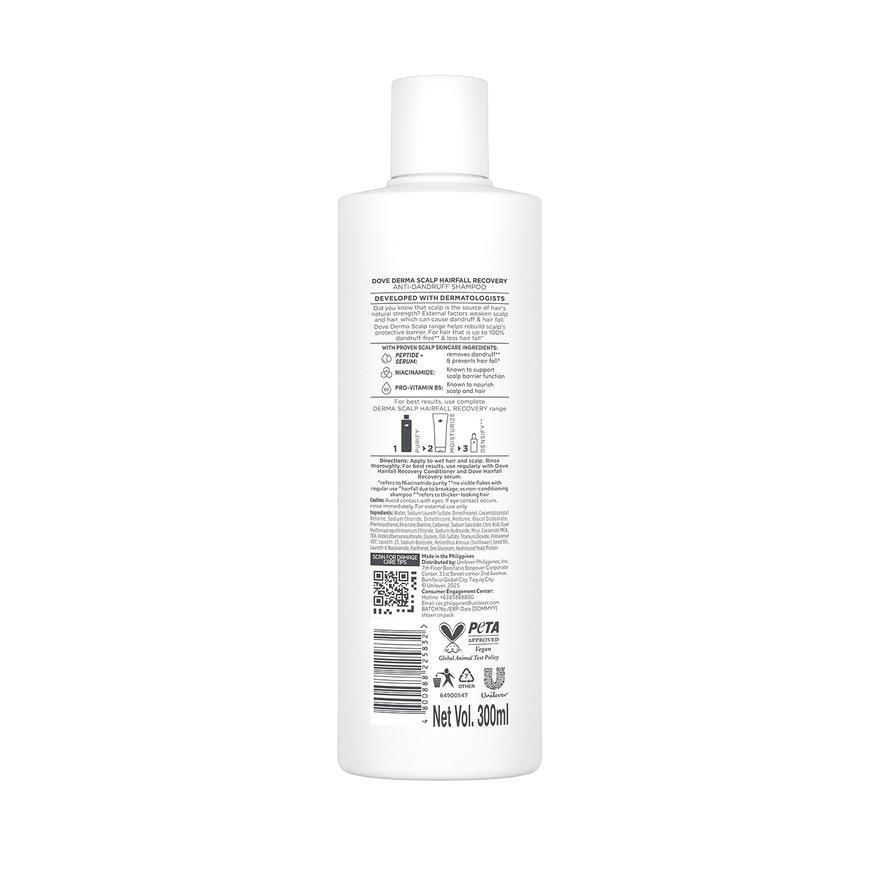 DOVE Dermacare Scalp Anti-dandruff Shampoo Hairfall Recovery 300ml