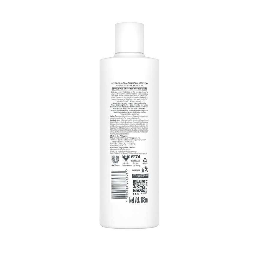 DOVE Dermacare Scalp  Anti-dandruff Shampoo Hairfall Recovery 185ml
