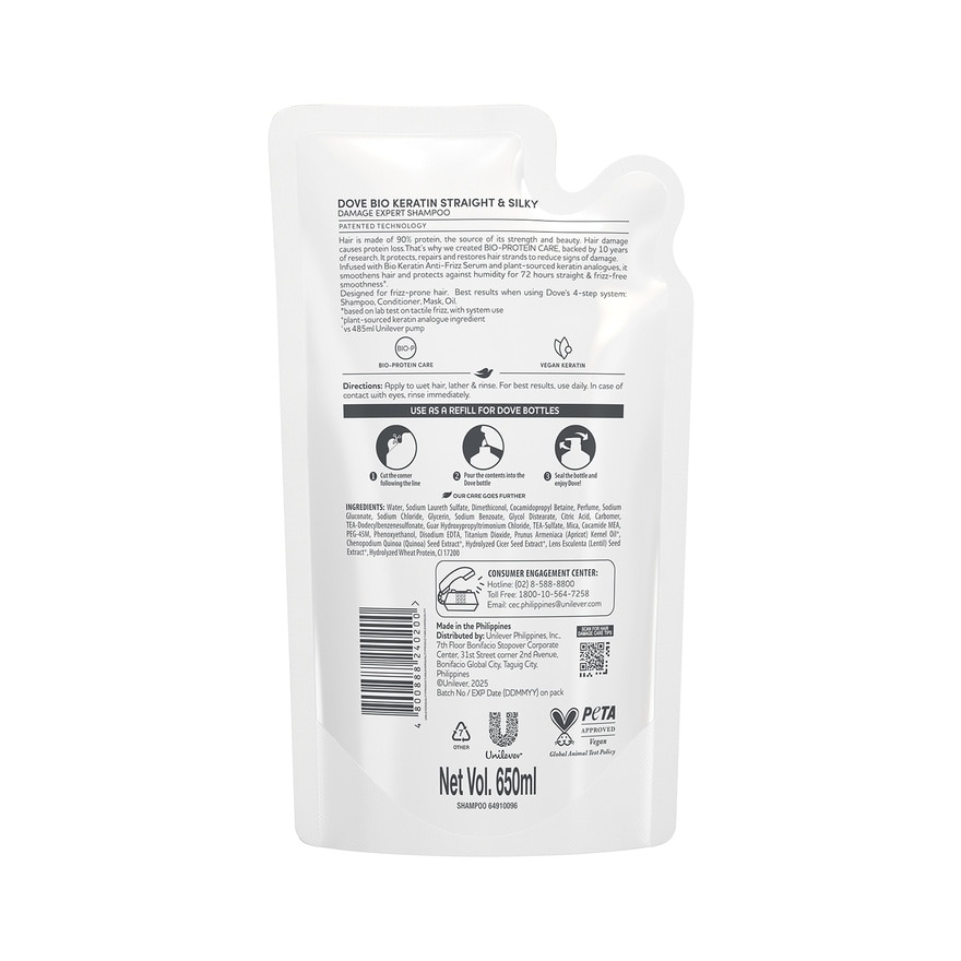DOVE DOVE Ceramide Intense Repair Shampoo 650ml Refill Pack