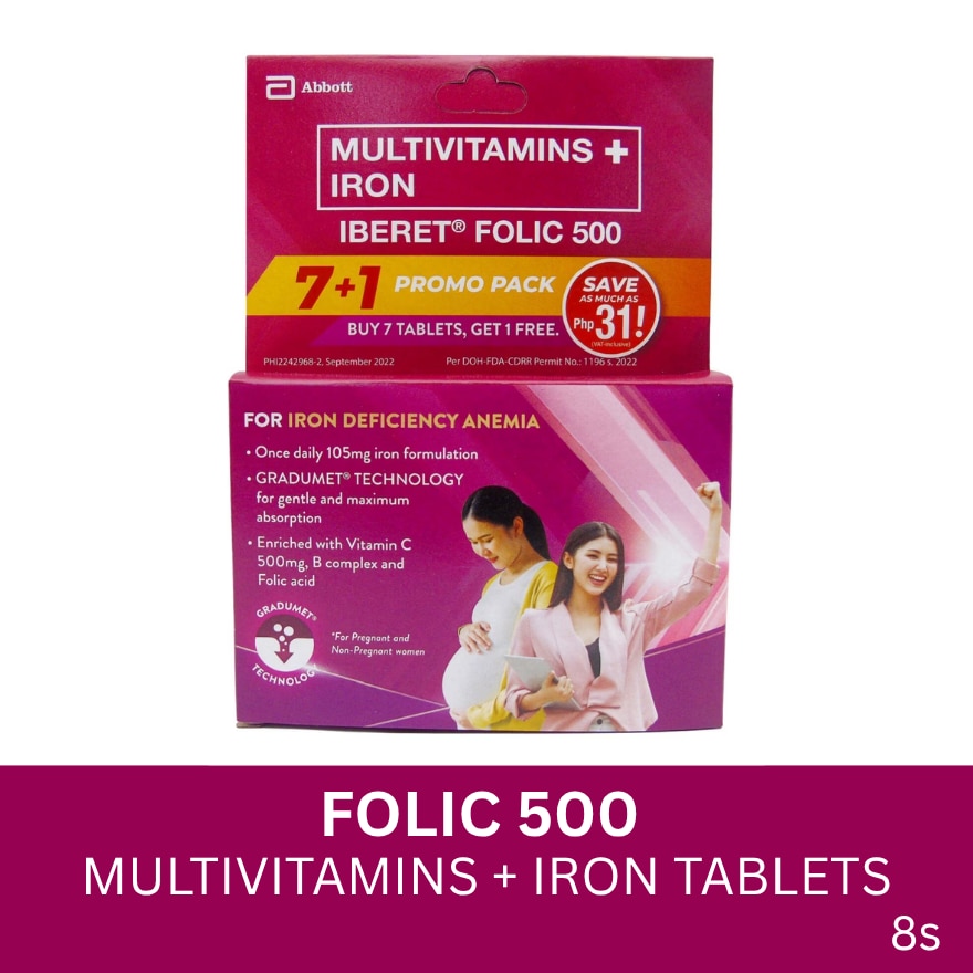 Folic 500 Multivitamins + Iron 7+1 Tablets Promo Pack