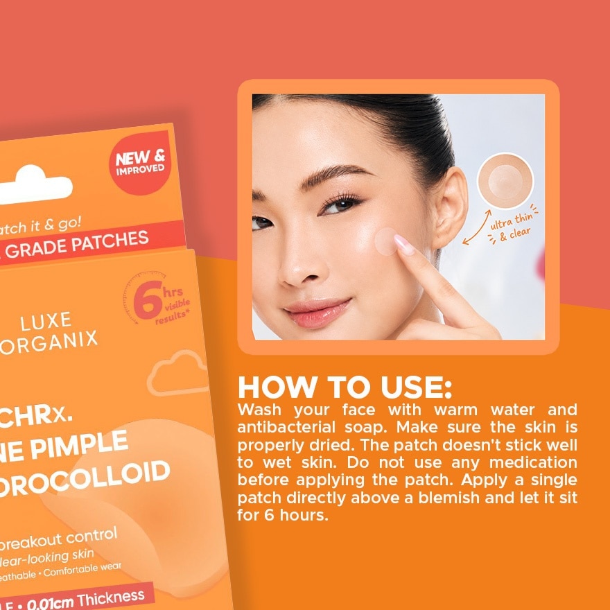 LUXE ORGANIX PatchRx All Day Acne Pimple Hydrocolloid Patch 90s image