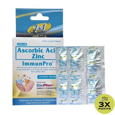 IMMUNPRO IMMUNPRO Sodium Ascorbate Zinc Film Coated Tablets 500mg 7+1 Pack