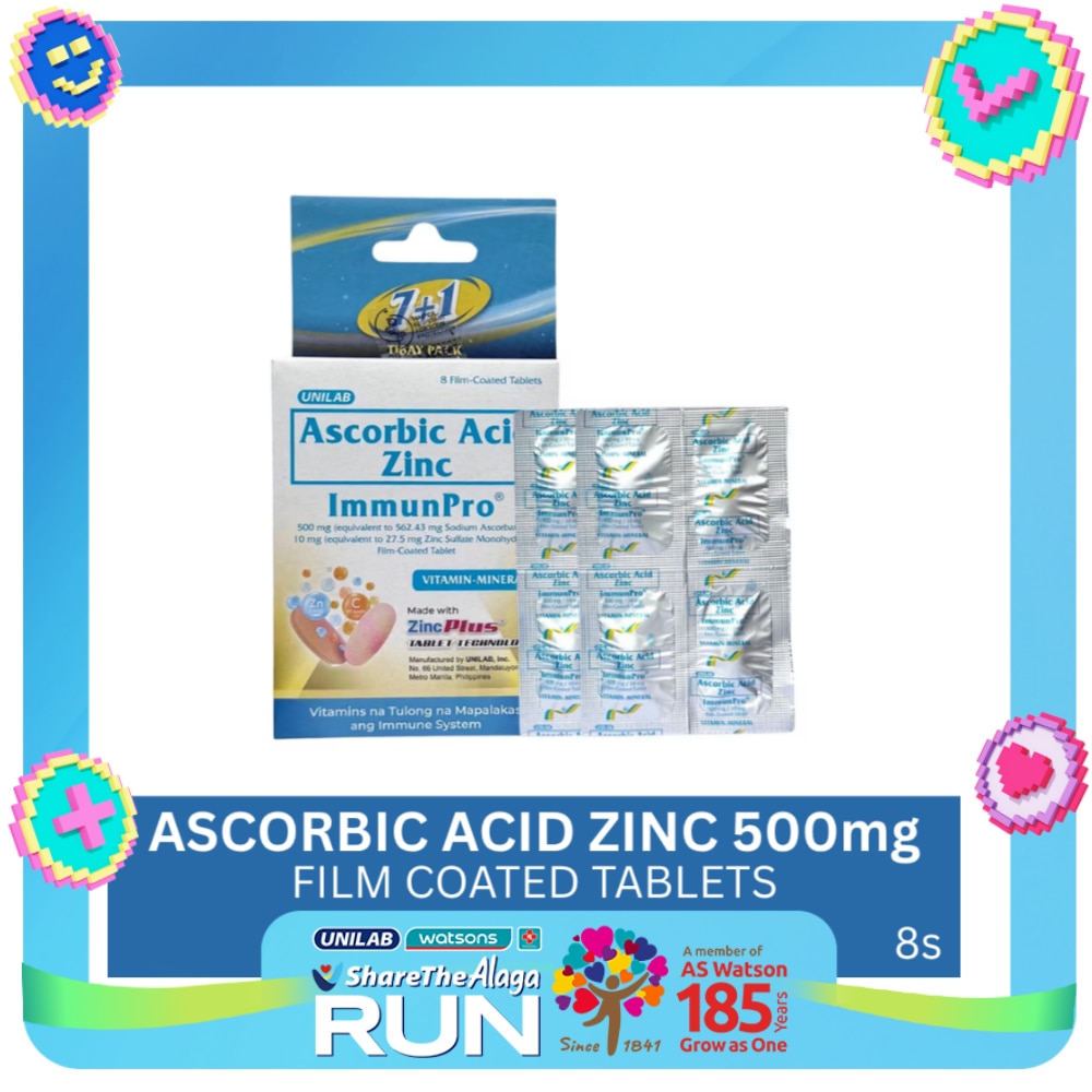 IMMUNPRO Sodium Ascorbate Zinc Film Coated Tablets 500mg 7+1 Pack