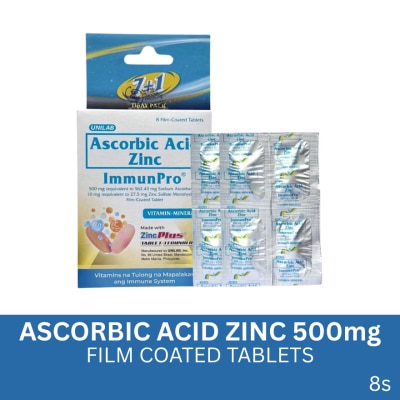 IMMUNPRO IMMUNPRO Sodium Ascorbate Zinc Film Coated Tablets 500mg 7+1 Pack