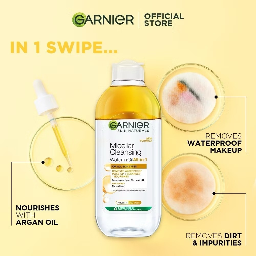 GARNIER Micellar Water with Argan Oil for Waterproof Makeup 125ml image