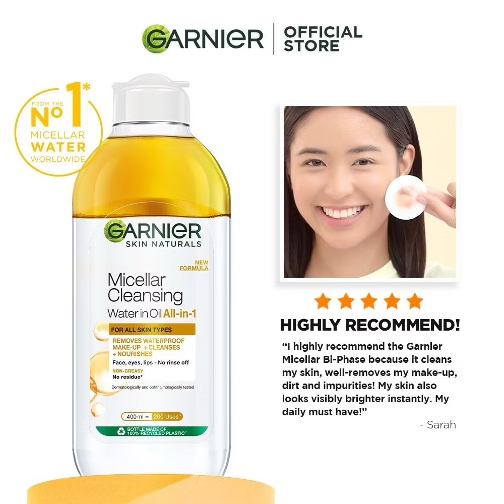 GARNIER Micellar Water with Argan Oil for Waterproof Makeup 125ml image