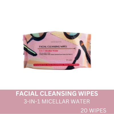 WATSONS Facial Cleansing Wipes 3-in-1 Micellar Water