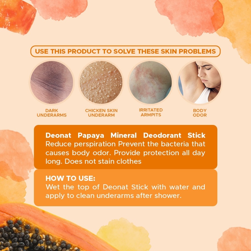 Deonat Natural Mineral Deodorant Stick Papaya 60g