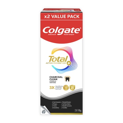 COLGATE Total Charcoal Deep Clean Whole Mouth Health Toothpaste 80g Twin Pack