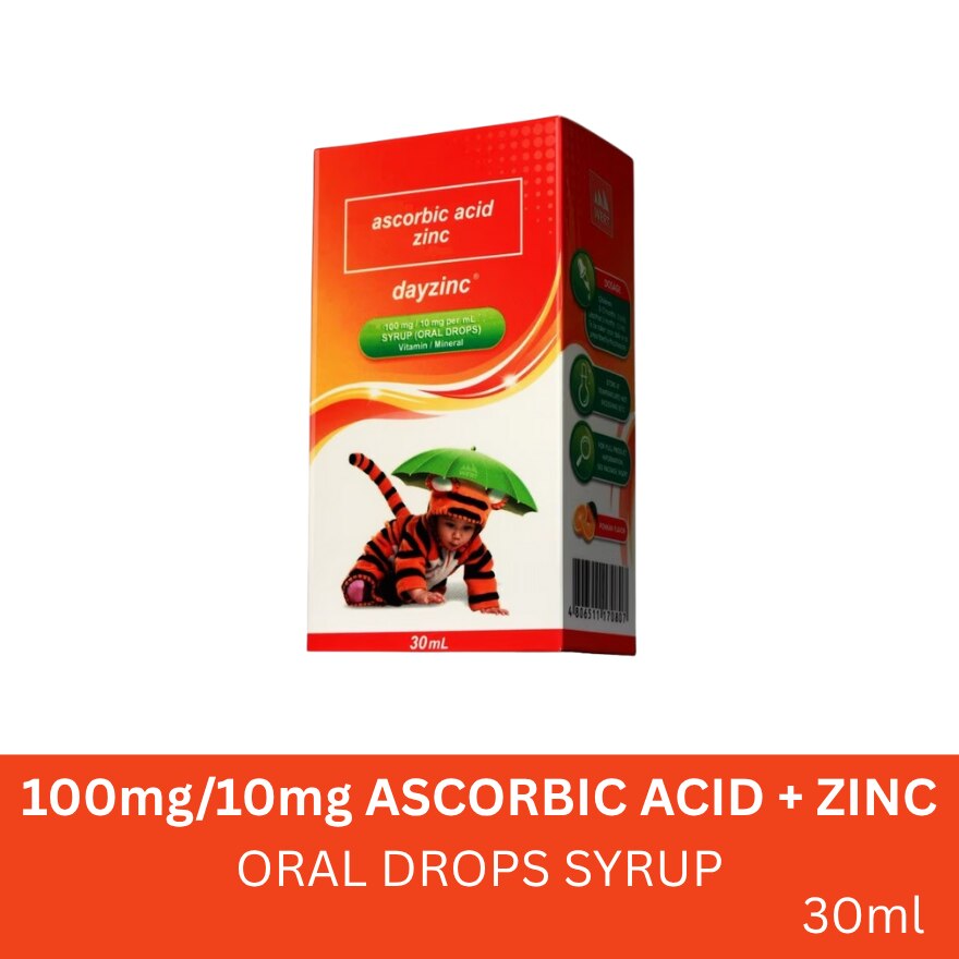 Ascorbic acid + Zinc (Dayzinc) 100 mg/10 mg Oral Drops Syrup