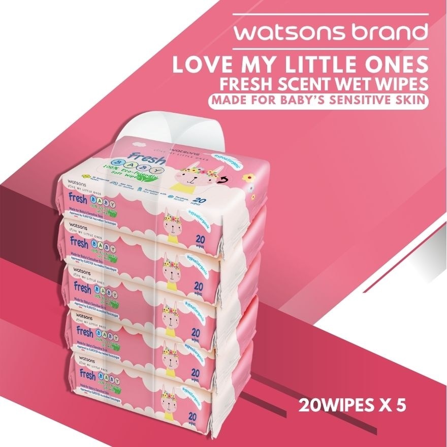 Love My Little Ones Fresh Baby Soft Wipes 20 Wipes x 5